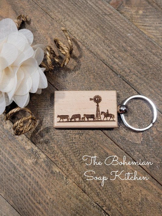 Windmill Rancher- Beech Wood Key Chain