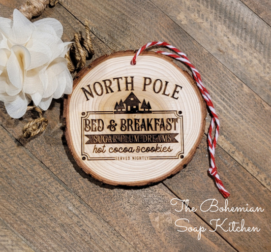 North Pole Bed & Breakfast - Rustic Christmas Ornament
