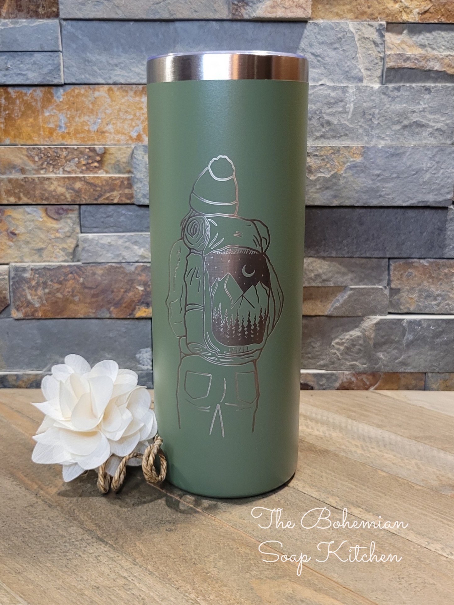 Adventure Mountain View - Olive 20 oz Skinny Tumbler