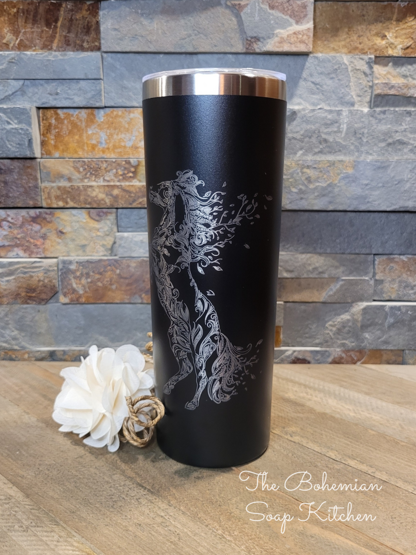 Boho Floral Horse 20 oz Skinny Tumbler