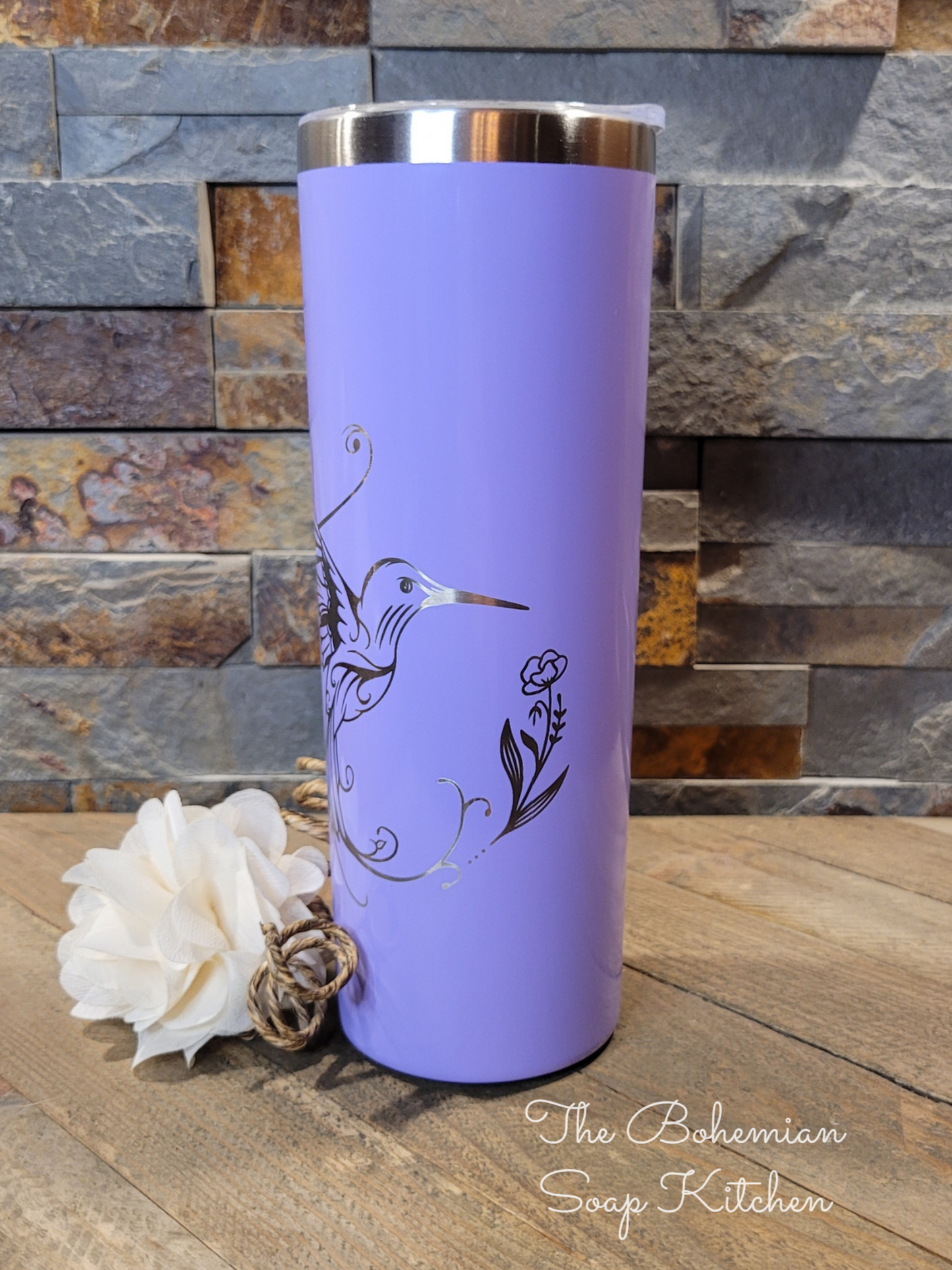 Floral Hummingbird - 20 oz Skinny Tumbler