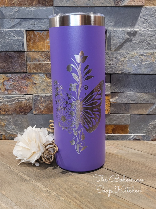 Floral Butterfly 20 oz Skinny Tumbler