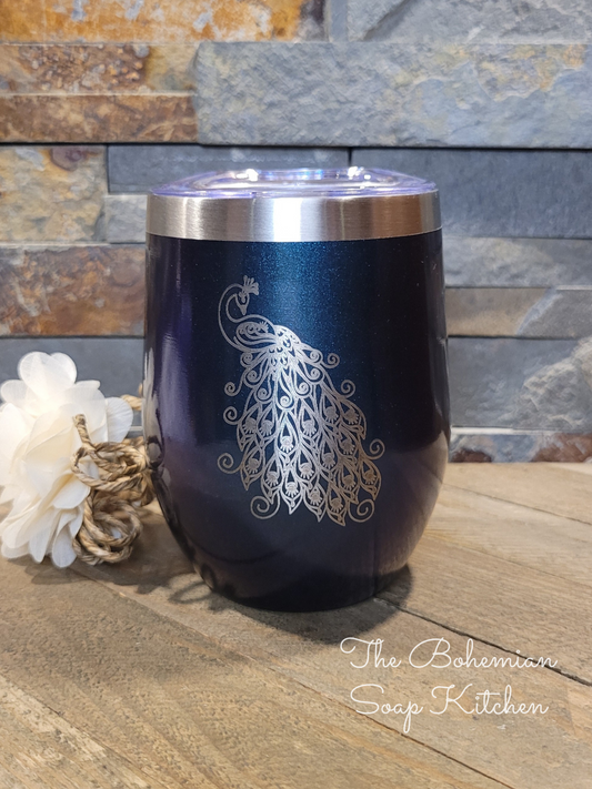 Peacock 12 oz Wine/Drink Tumbler
