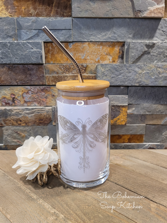 Dragonfly 16 oz Can Shaped Glass