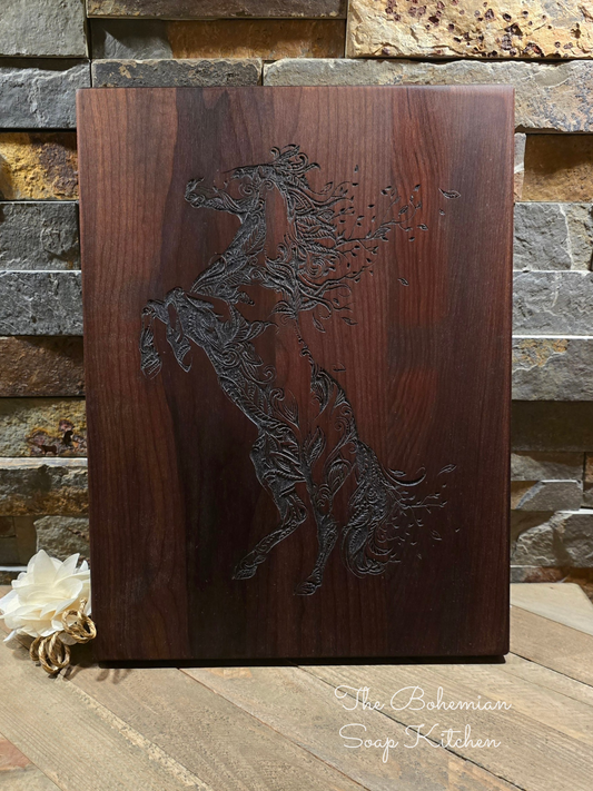 Floral Horse Thermal Maple Cutting Board