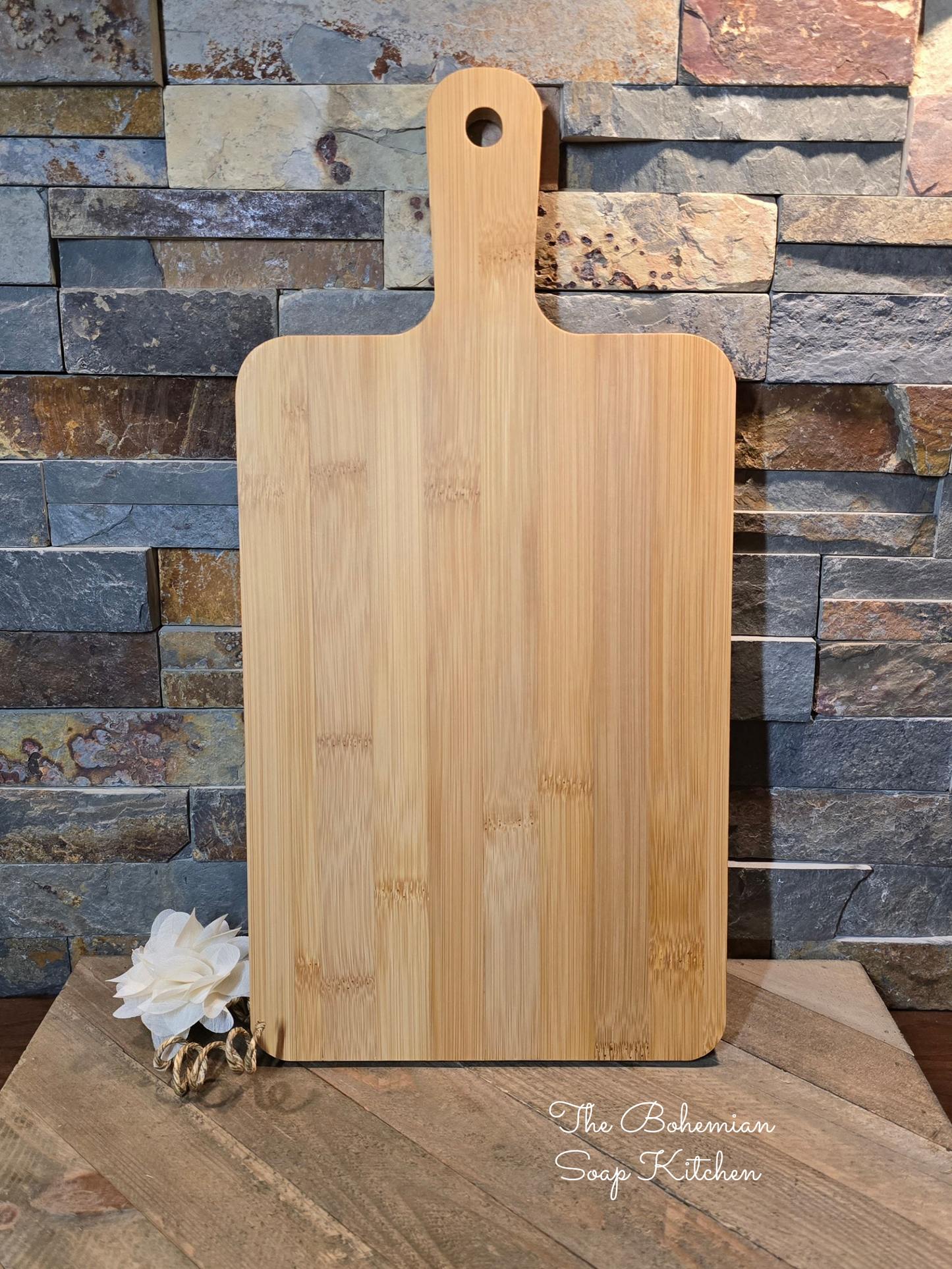 Bee & Cone Flower Bamboo Cutting Board with Handle