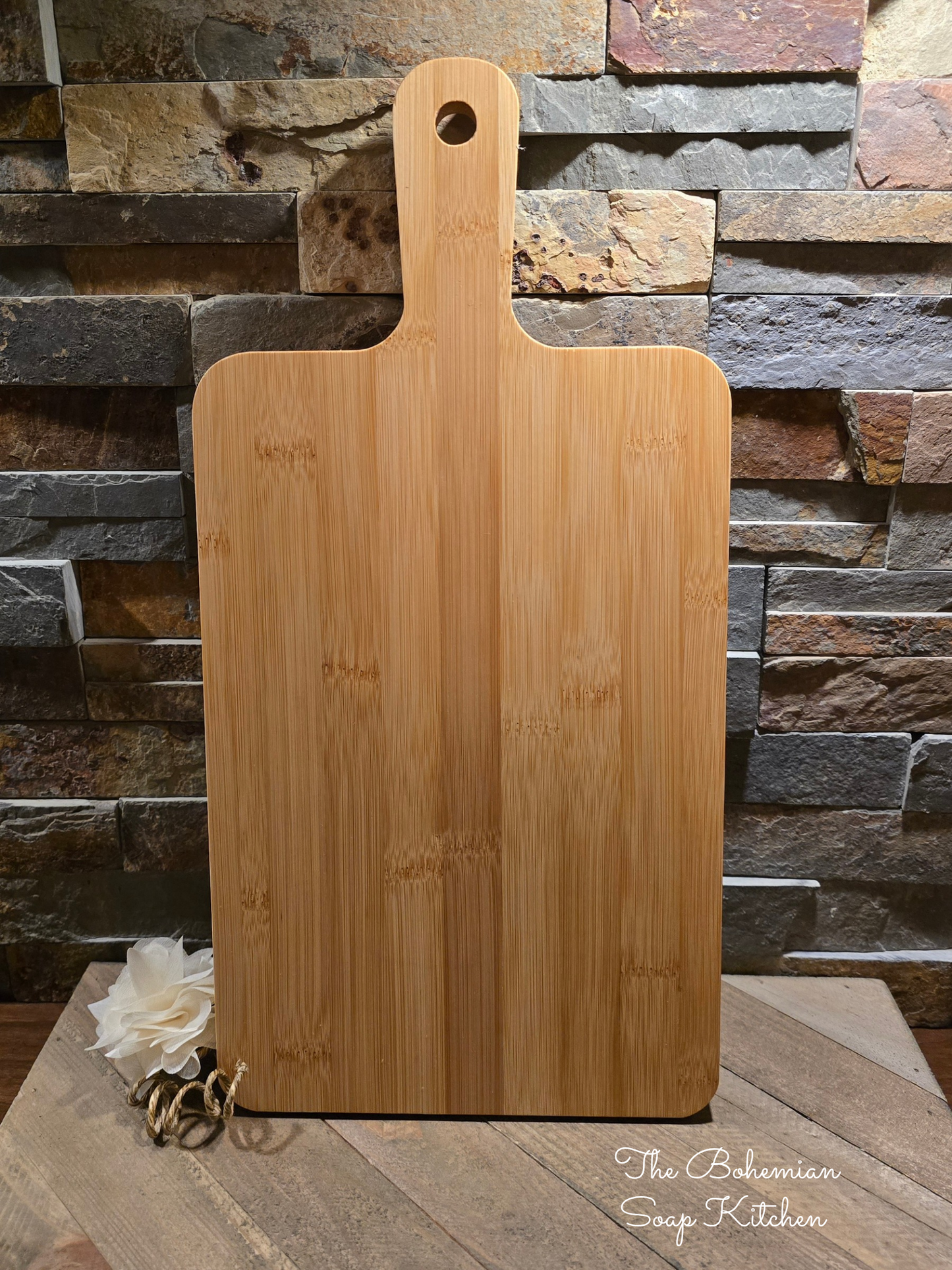 Elephant Mandala Bamboo Cutting Board with Handle