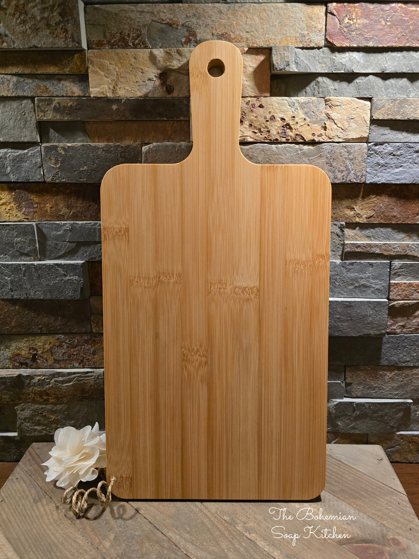 Elephant Mandala Bamboo Cutting Board with Handle