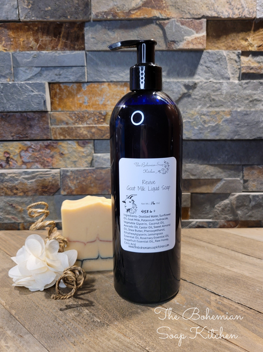 Revive Goat Milk Liquid Soap- Lemongrass Grapefruit & Rosemary