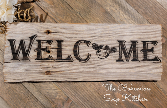 Welcome Cow Reclaimed Barn-wood Sign