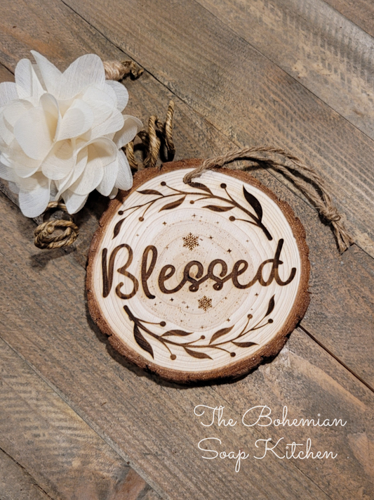 Blessed- Rustic Christmas Ornament