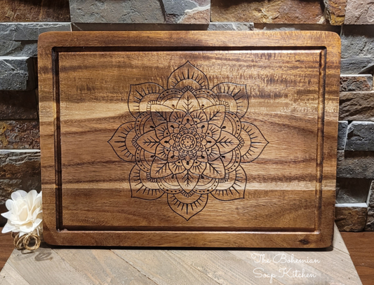 Boho Mandala Acacia Cutting Board