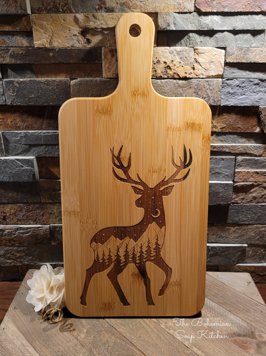 Deer Mountain Bamboo Cutting Board with Handle