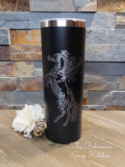 Boho Floral Horse 20 oz Skinny Tumbler