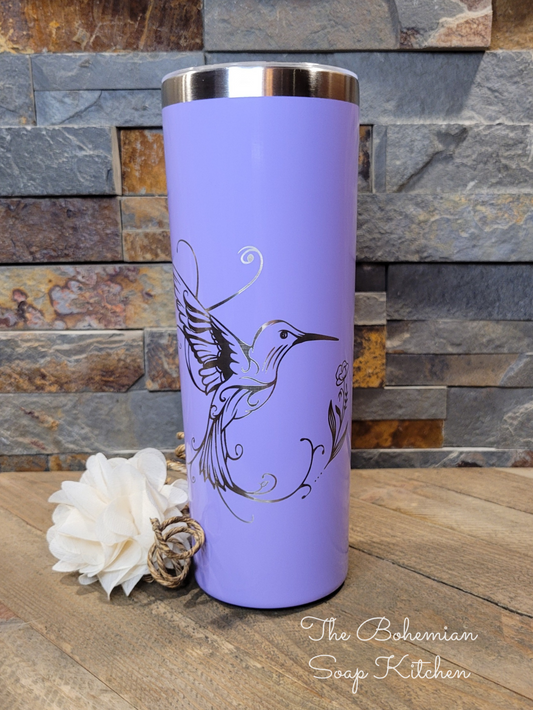 Floral Hummingbird - 20 oz Skinny Tumbler