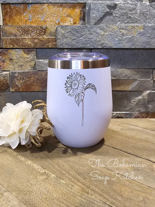 Upright Sunflower 12 oz Wine/Drink Tumbler