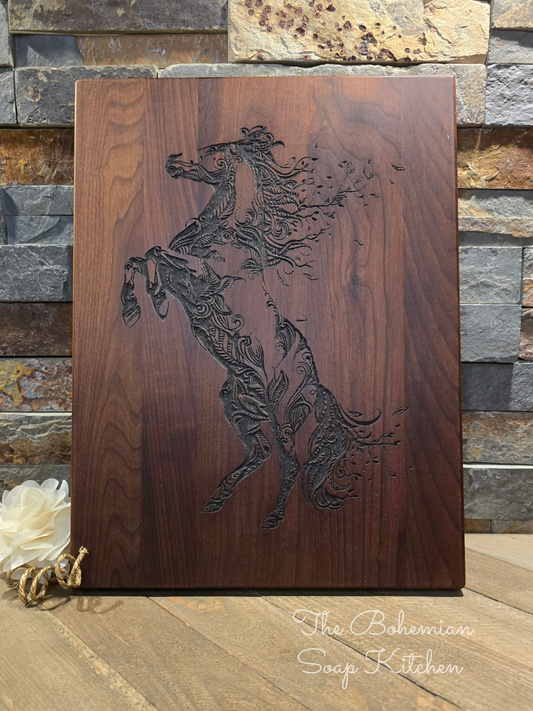 Floral Horse Thermal Maple Cutting Board