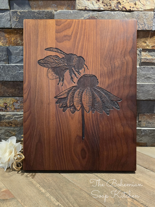 Bee and Cone Flower Thermal Maple Cutting Board