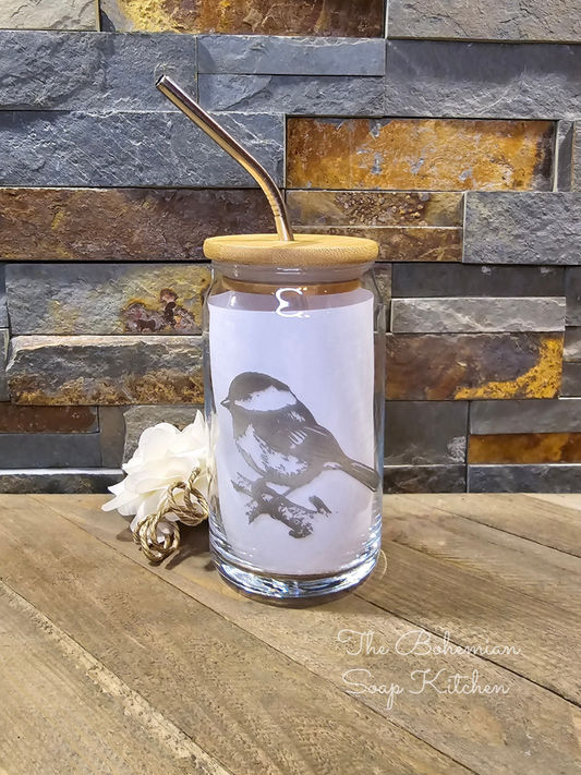 Chickadee 16 oz Can Shaped Glass