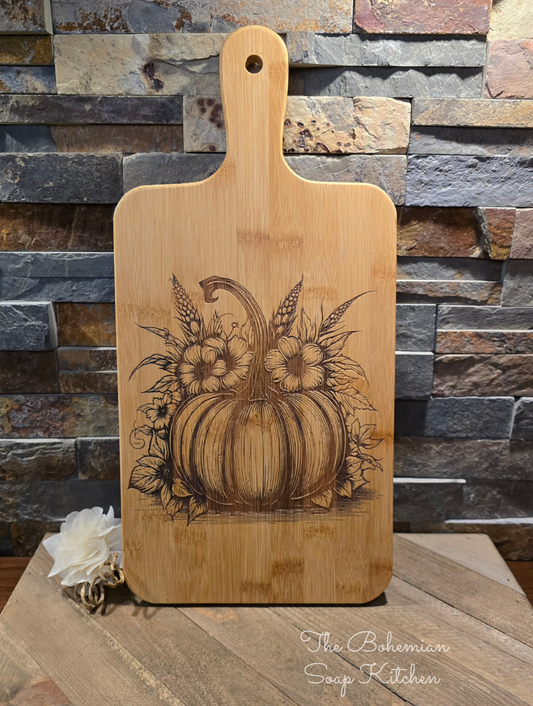 Floral Pumpkin Bamboo Cutting Board