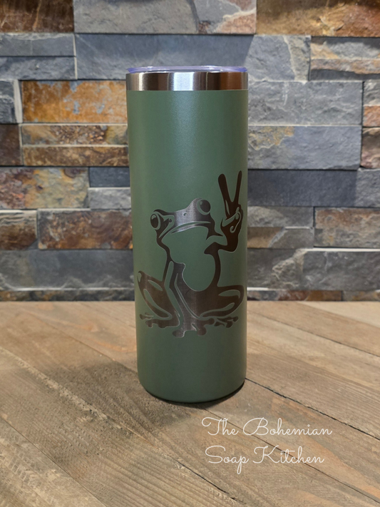 Frog Peace Sign- 20 oz Skinny Tumbler