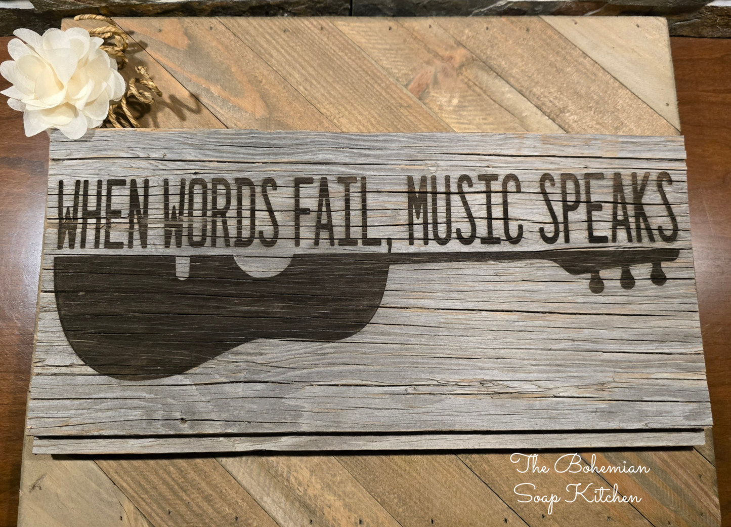 Music Speaks Reclaimed Barnwood Sign