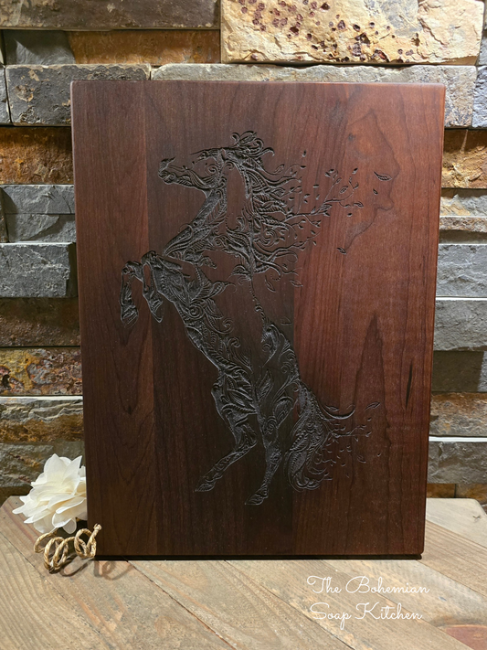 Floral Horse Thermal Maple Cutting Board