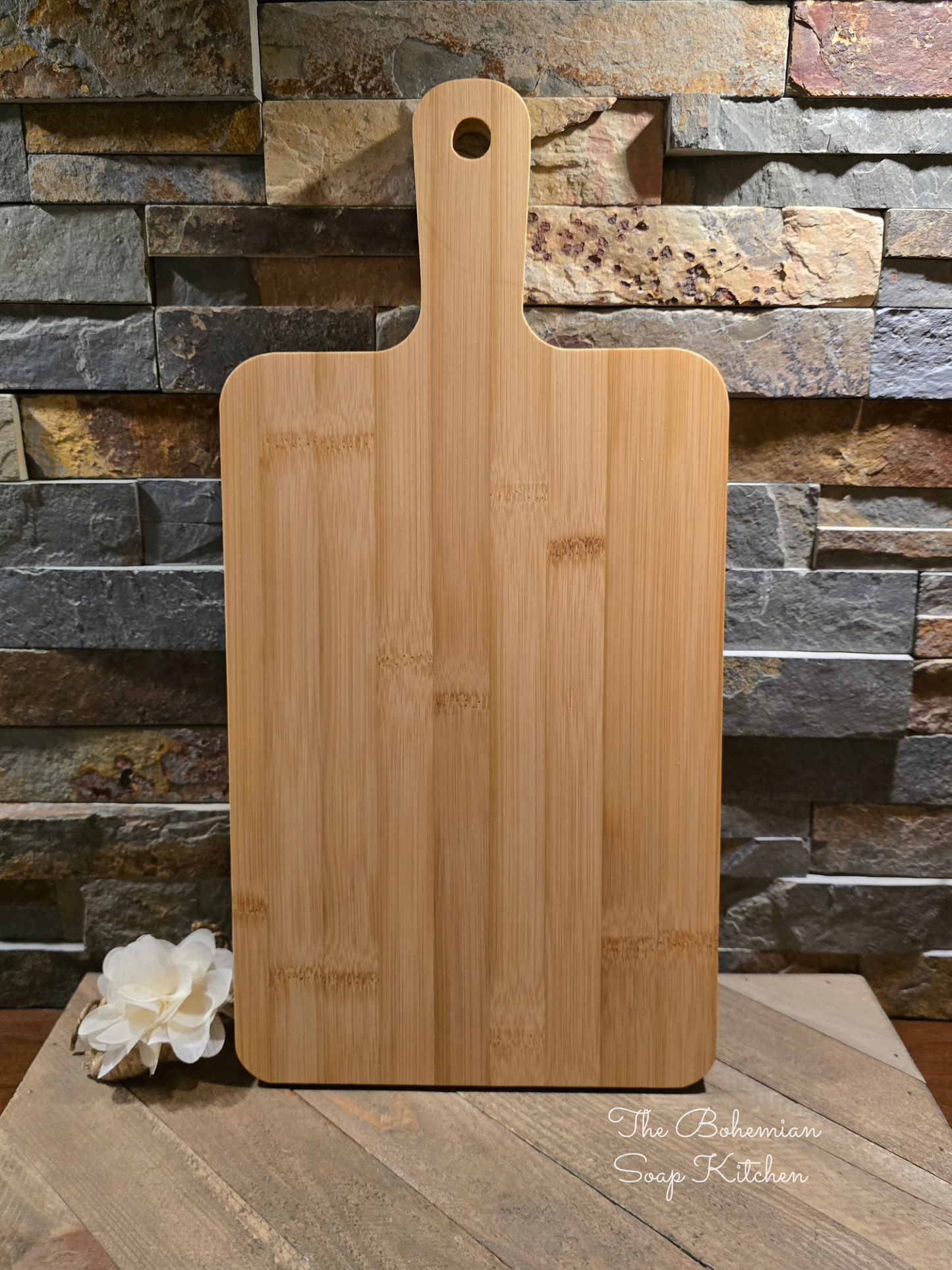 Upright Sunflower Bamboo Cutting Board with Handle
