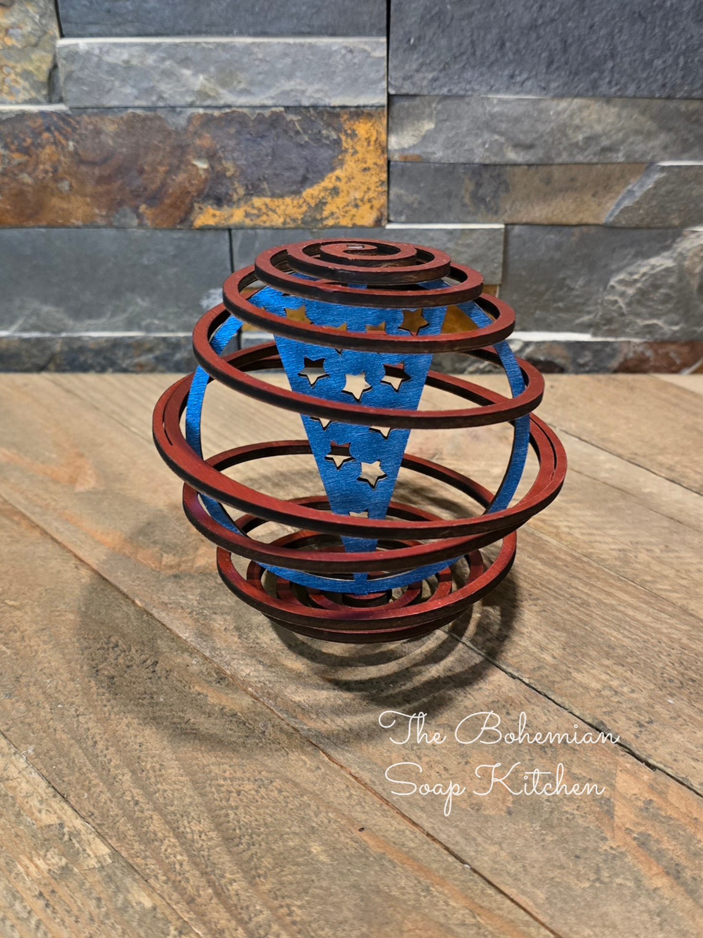 Stars and Stripes Christmas Tree Spiral Ornament