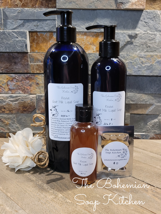 Revive Goat Milk Liquid Soap- Lemongrass Grapefruit & Rosemary