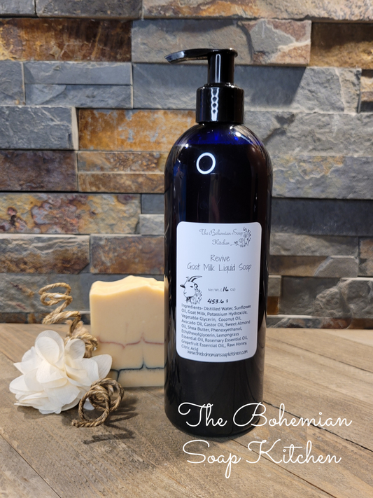 Revive Goat Milk Liquid Soap- Lemongrass Grapefruit & Rosemary